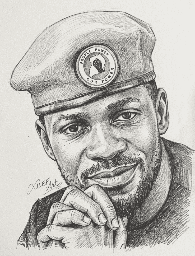 Bobi Wine (Robert Kyagulanyi) Pencil Portrait — Let's Draw Yours Too, A3 at XILEF Art